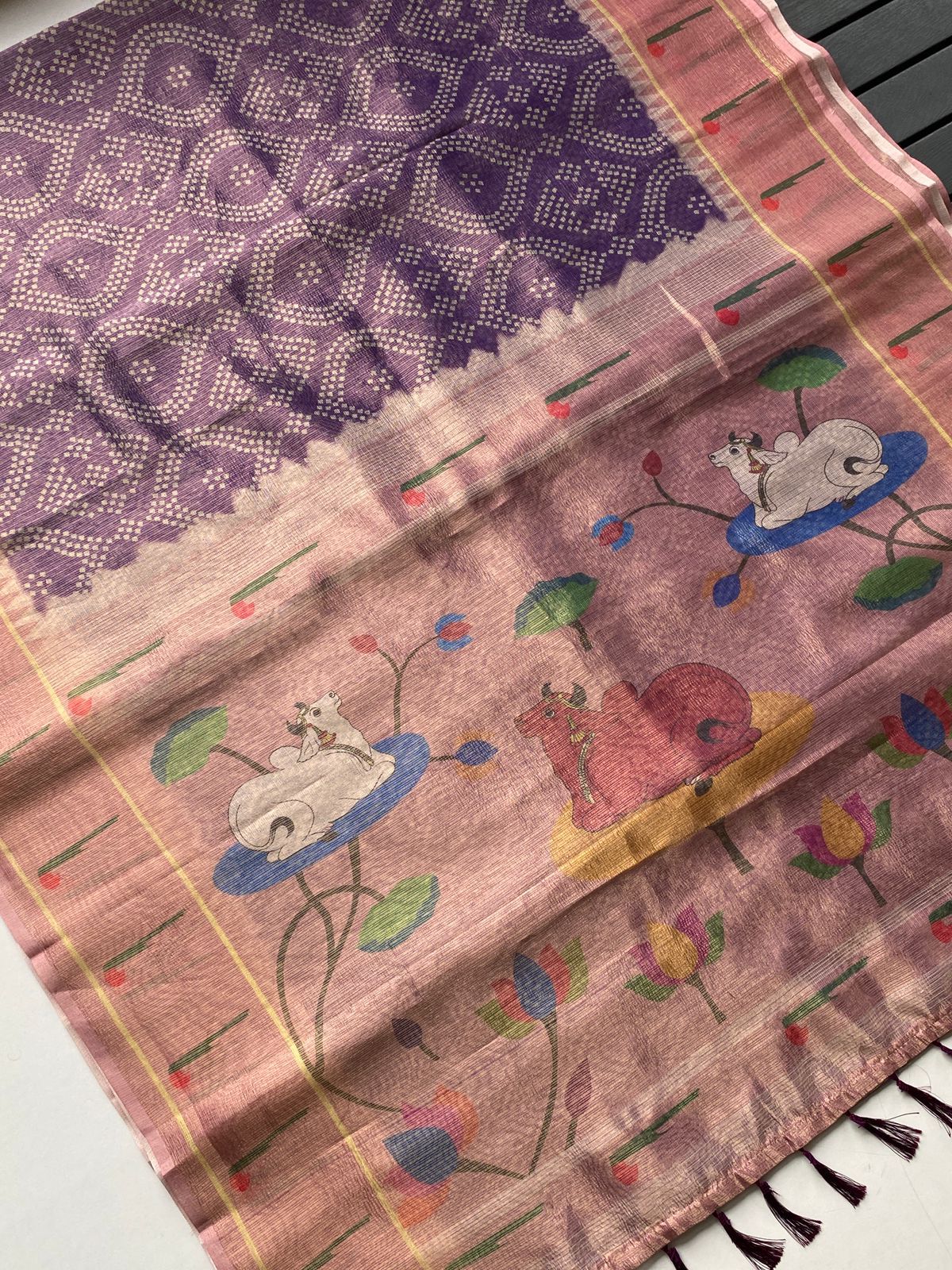 Paithani Kota Bandhej Saree with Stitched Blouse