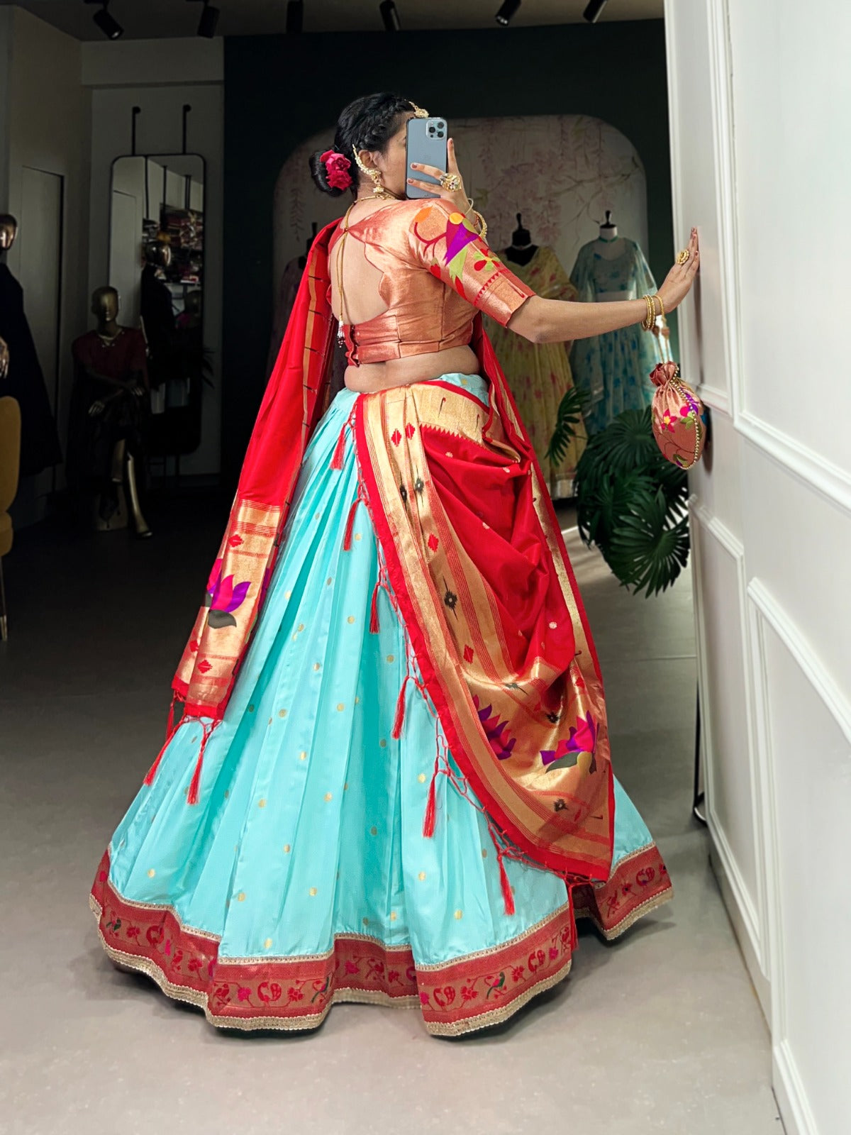 Paithani Jacquard Silk Festival Collection Lehenga