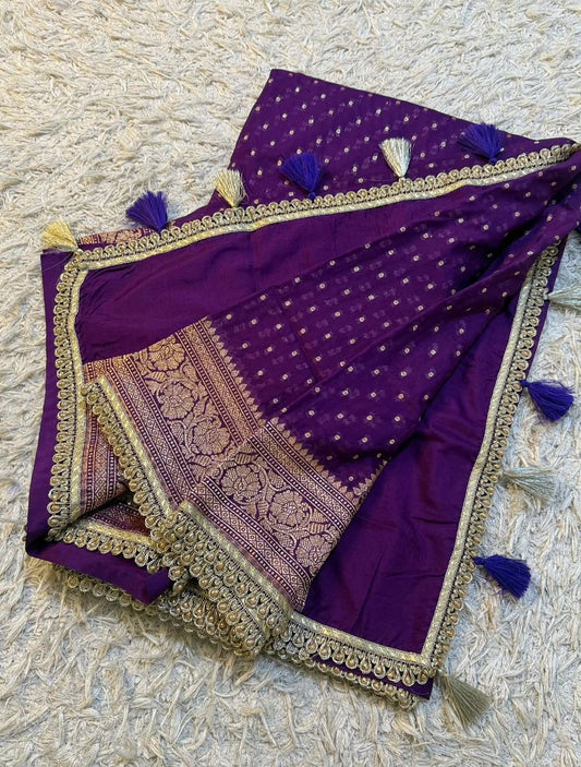 Georgette Banarasi trendy gold zari