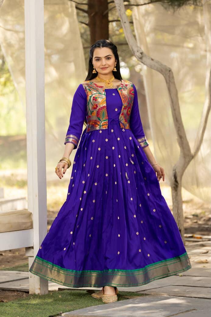 Paithani Pure Weaving Jacket gowns for festivals