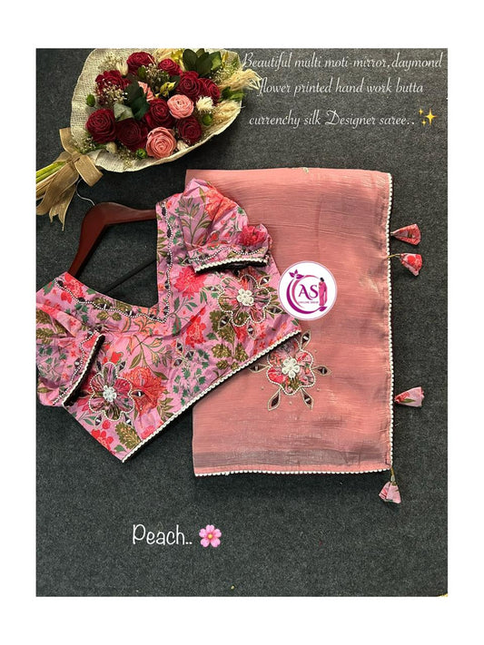 Multi mirron crunchy Stitched Saree blouse