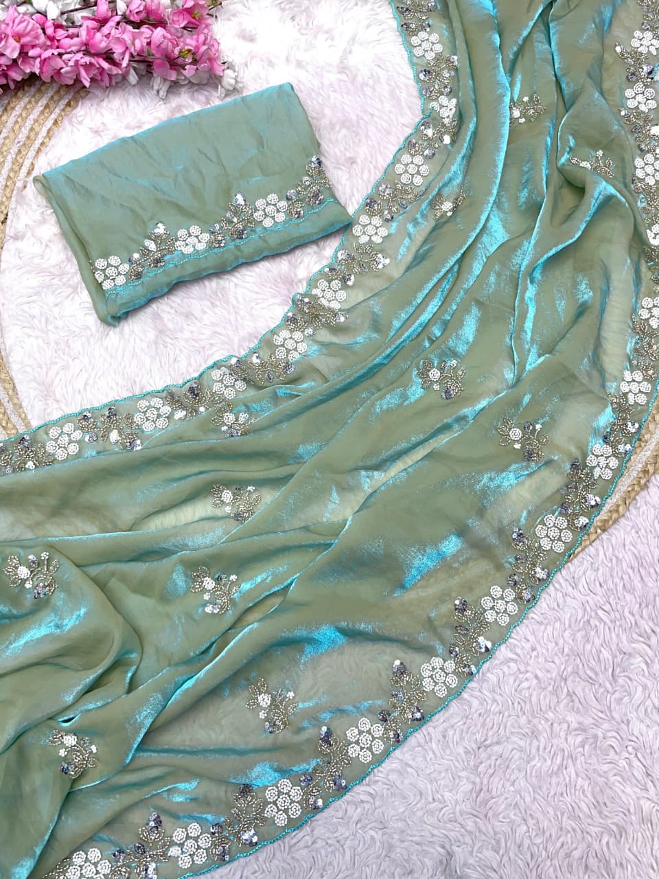 New Designer party wear satin sarees