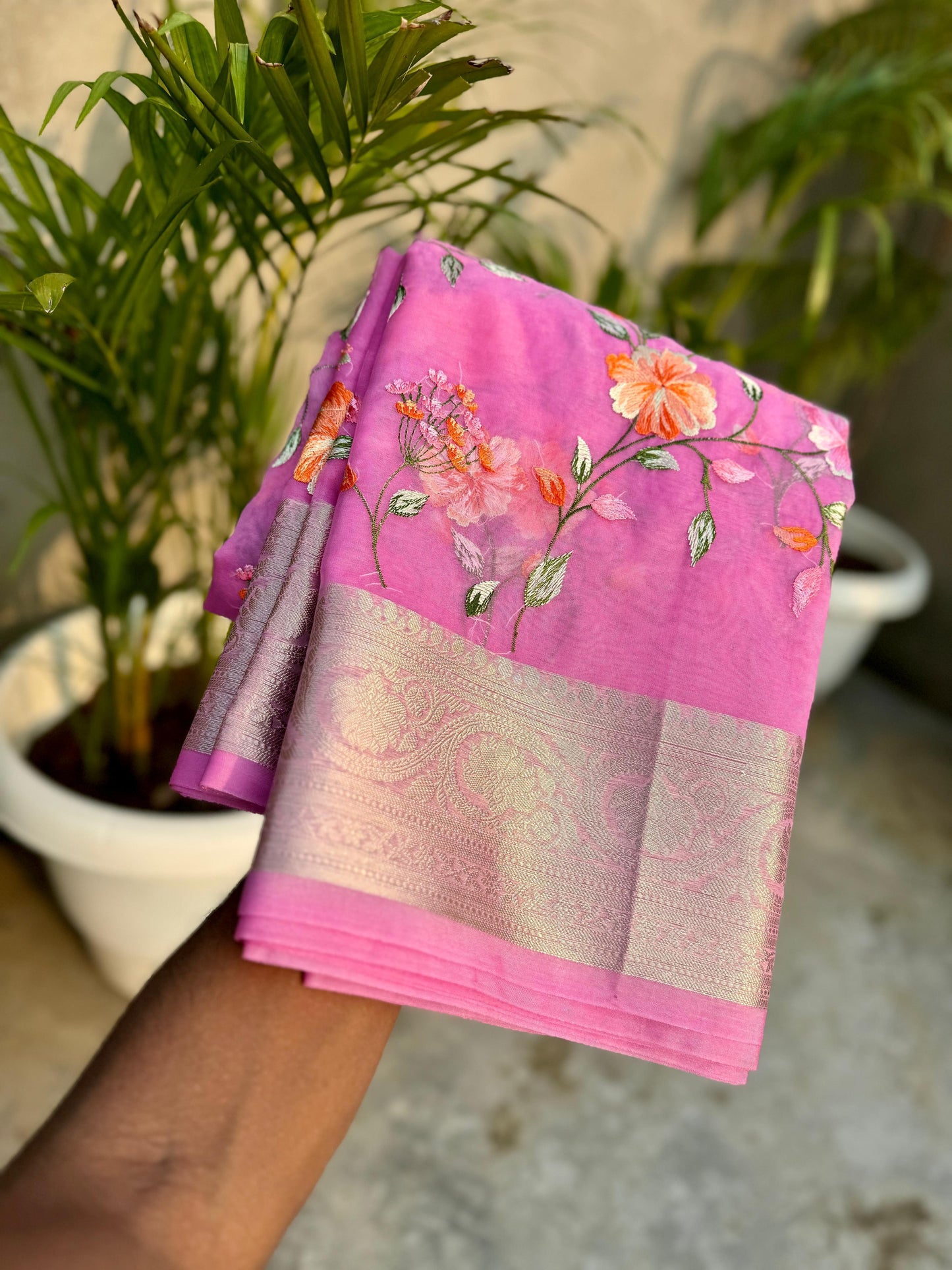 Banarasi kora organza Embroidery budget saree