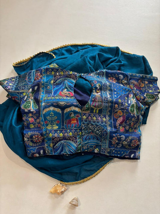 Rajaranu Position Stitched Blouses with Vichitra Silk saree