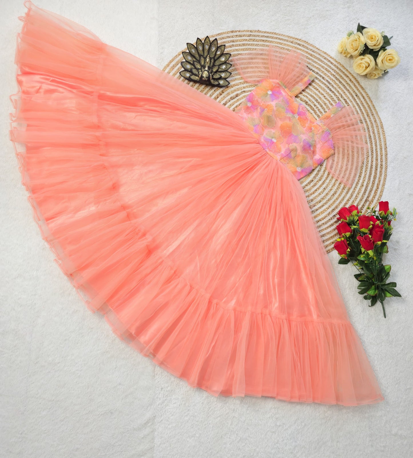 Premium soft net with designer work midi Gowns