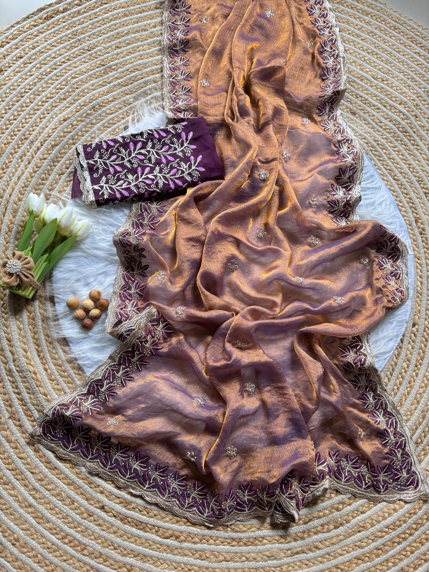 Elegant embroidery saree budget friendly