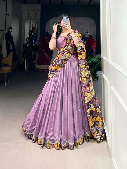 Kalamkari new vichitra  silk  Lehnags’s