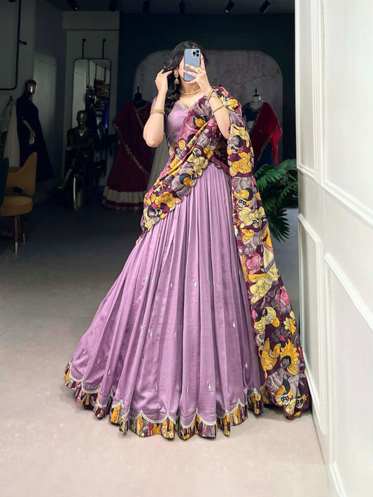 Kalamkari new vichitra  silk  Lehnags’s