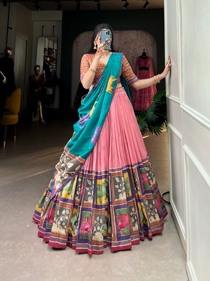 Tussar Lehenga Sets with Kalamkari