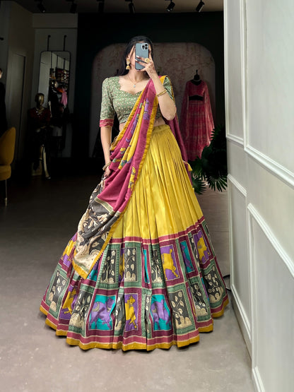 Tussar Lehenga Sets with Kalamkari