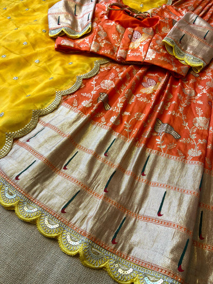 Flower Concept with Muniya paithani border fully stitched lehengas