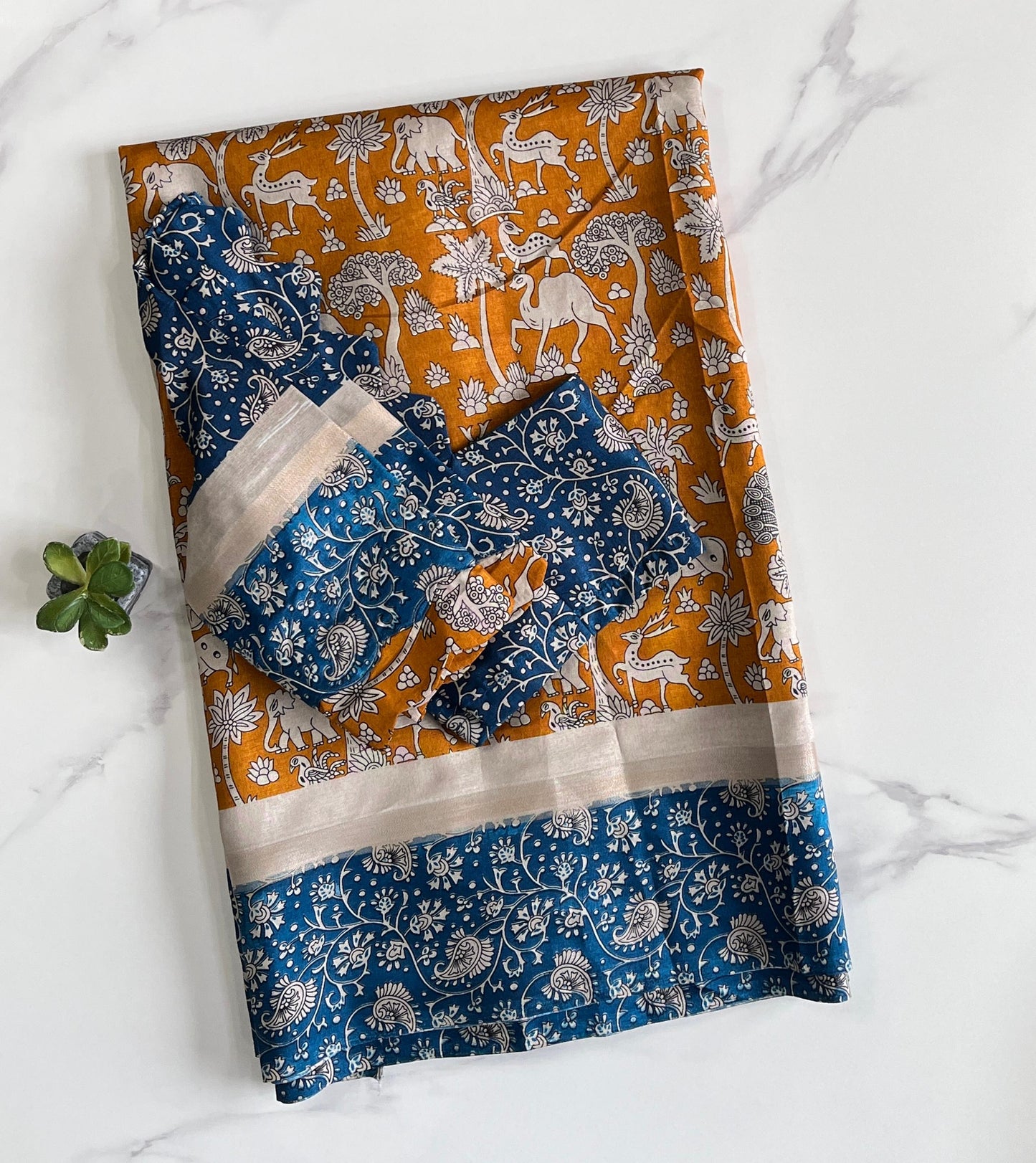 Mangalkari saree with pichwai print on all over the saree