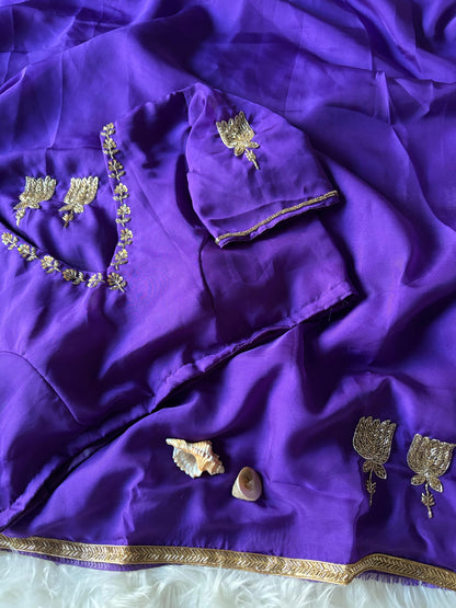 Celebrity Inspired Handcrafted saree with stitched blouse Luxe