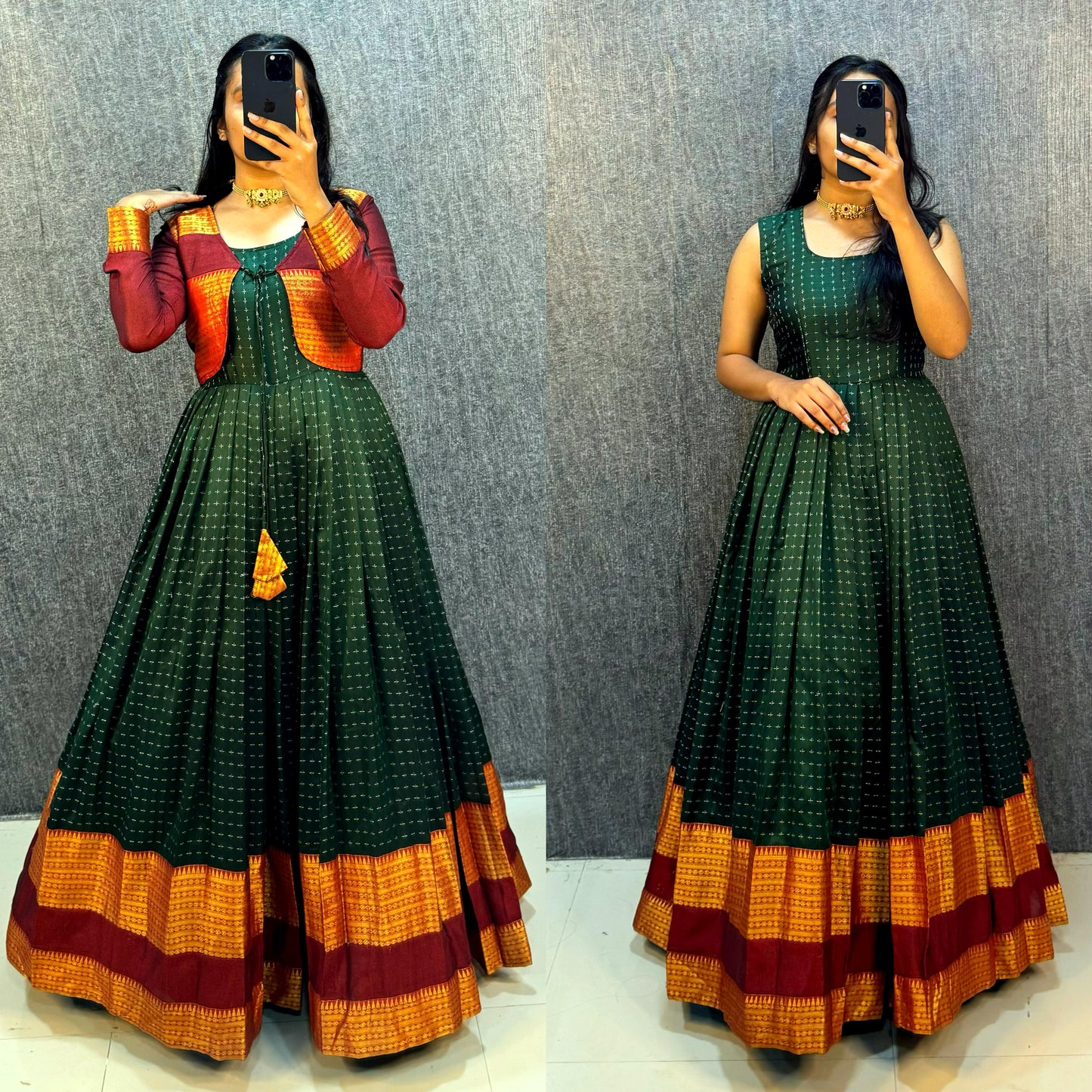 Narayapet Silk Gown With Coat