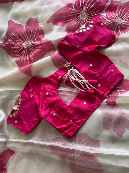 Saree With Stitched Blouse Flower