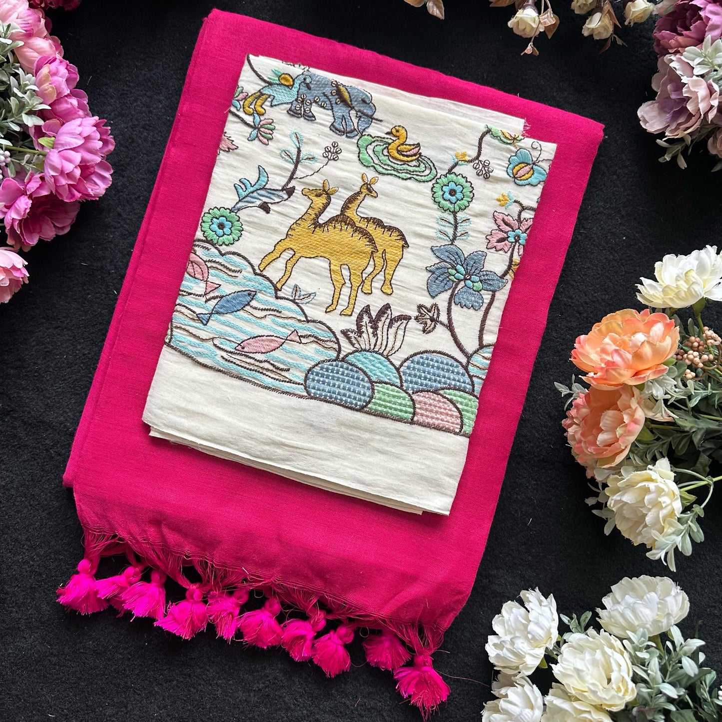 Khadi cotton with embroidery work blouse