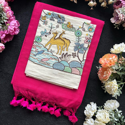 Khadi cotton with embroidery work blouse