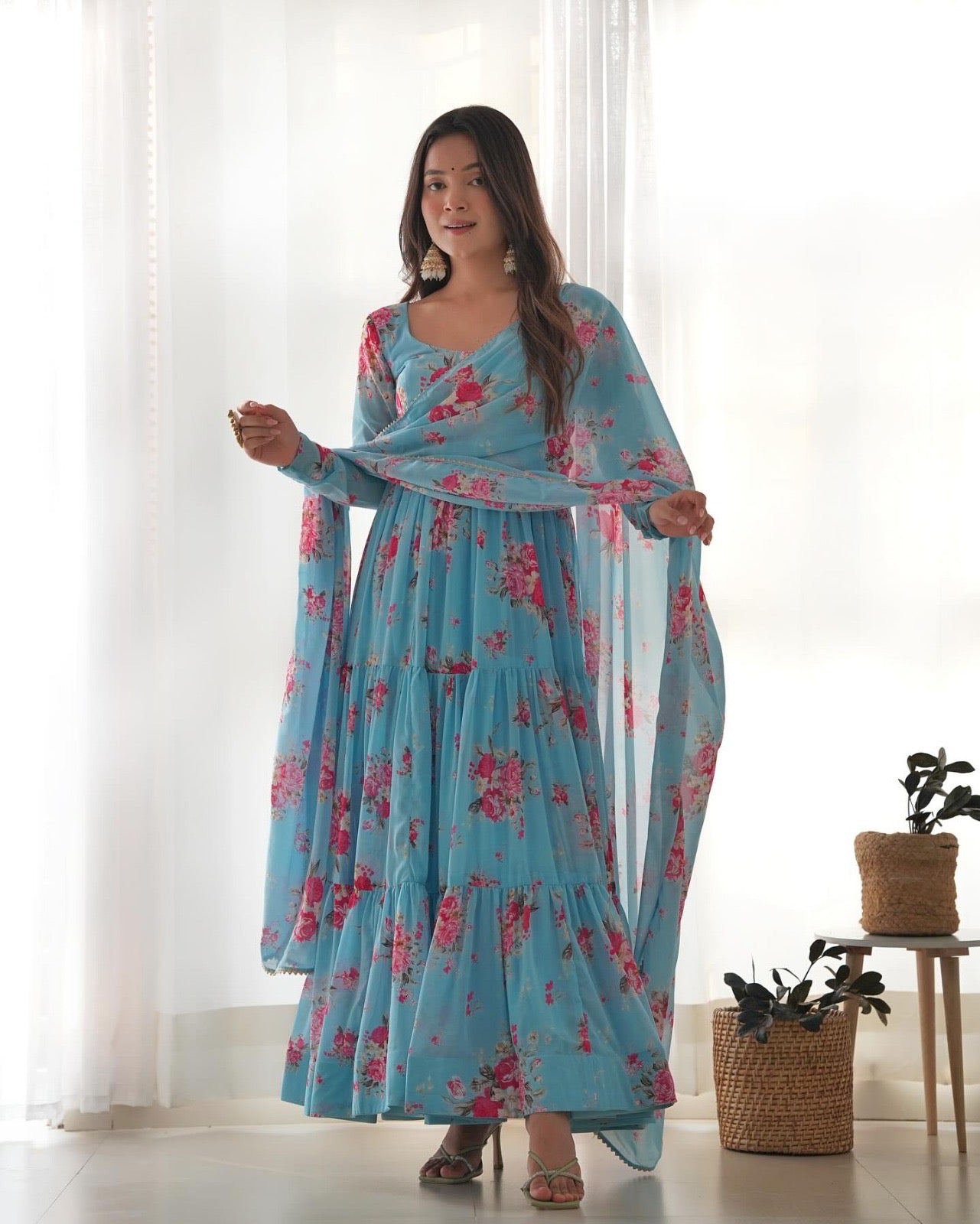 Georgette long Anarkali set /Kurta