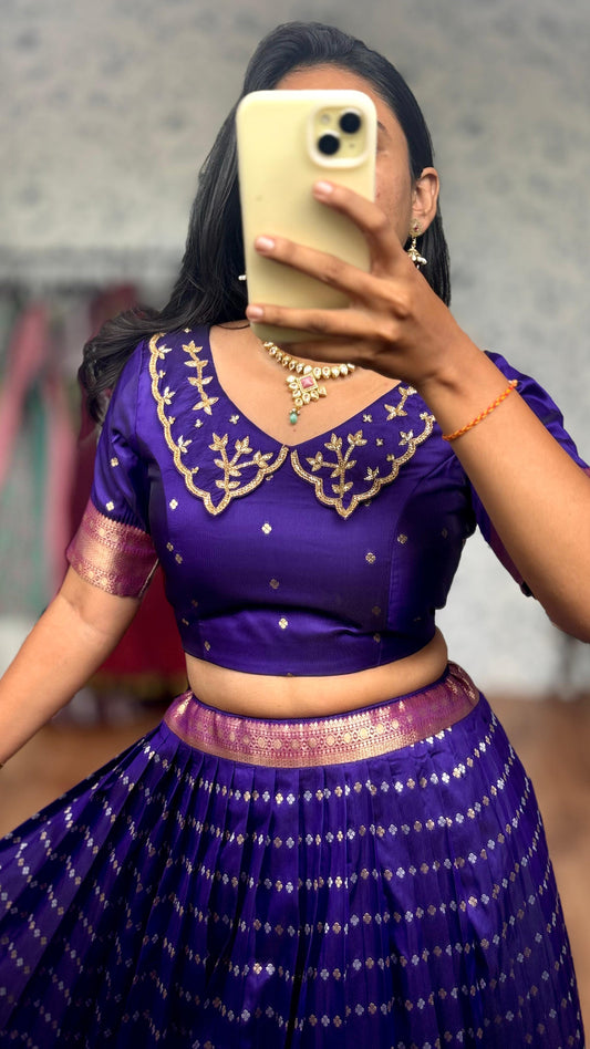 Vintage Vibe Fusion Maggam Lehenga