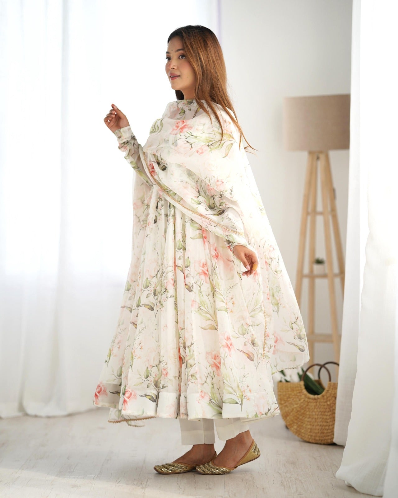 Beautiful Anarkali floral gown for weeding vibes