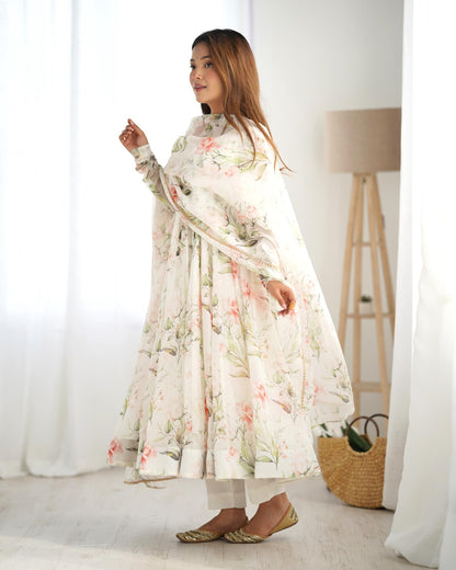 Beautiful Anarkali floral gown for weeding vibes
