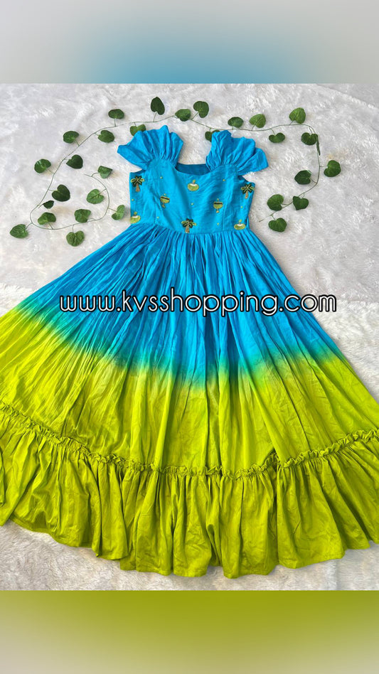 Duel shade Machine work gowns /midi