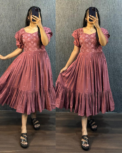 Sundari work gowns with unique style hands
