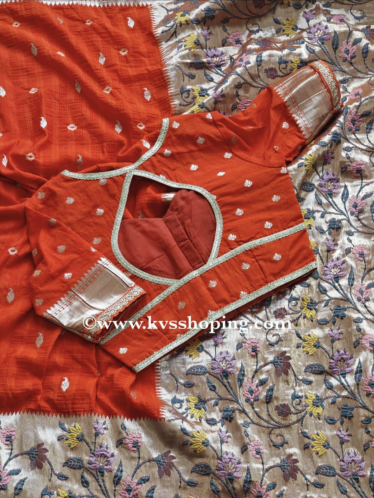 Pure Viscose raw silk with Bandhej print with stitched blouse (Celebrate inspired)