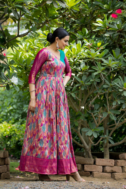 Banarasi Soft silk copper weaving gowns