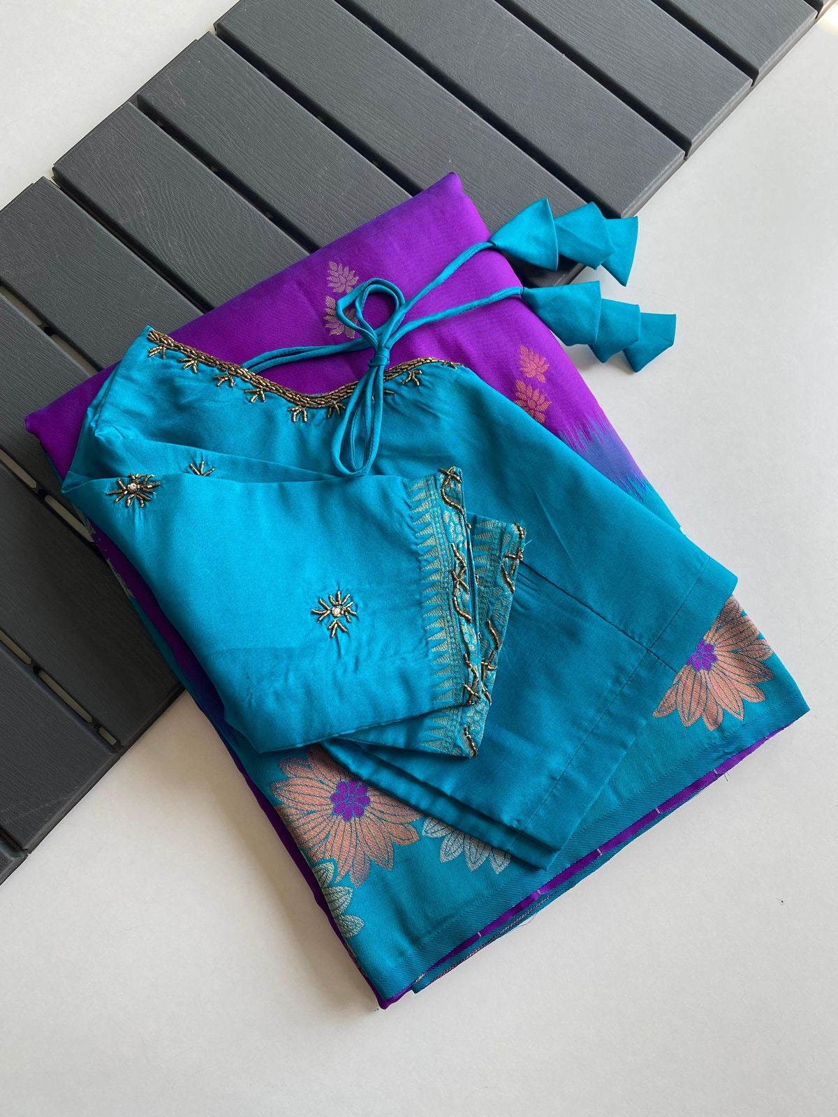 Soft silk luxe saree with stitched Blouses