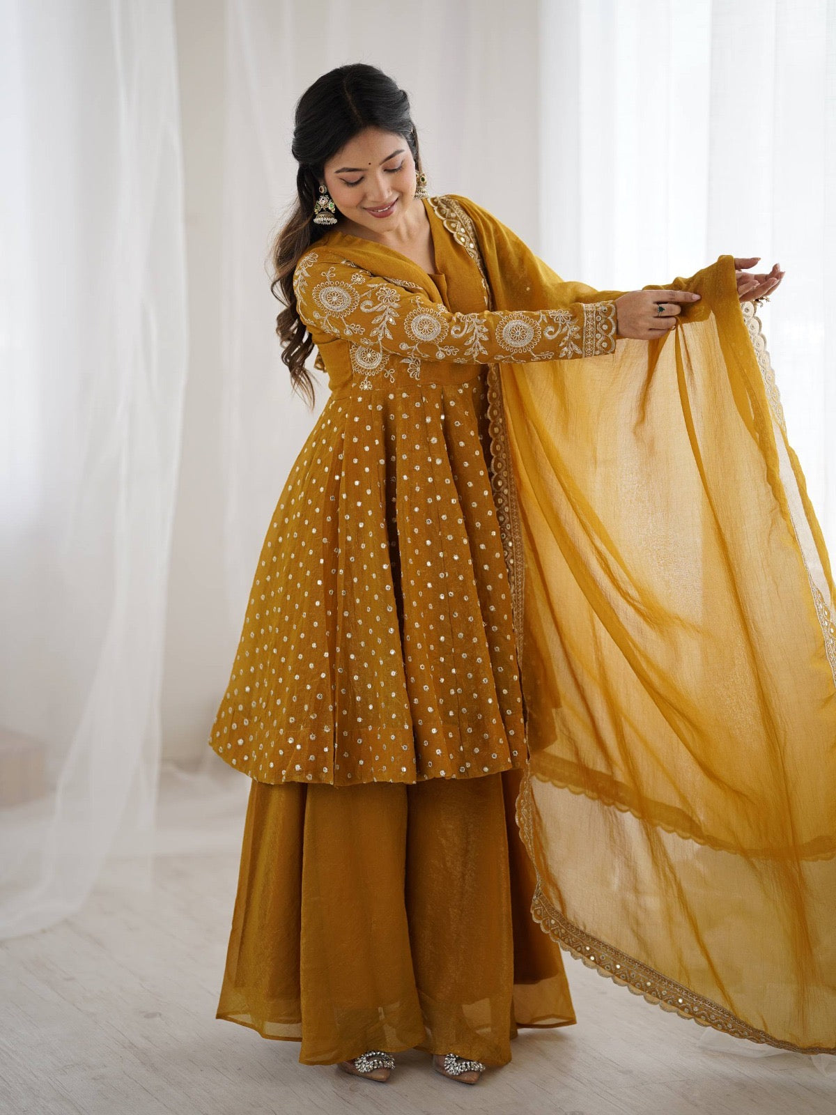 3 Pieces set Anarkali Gown dancing  sets