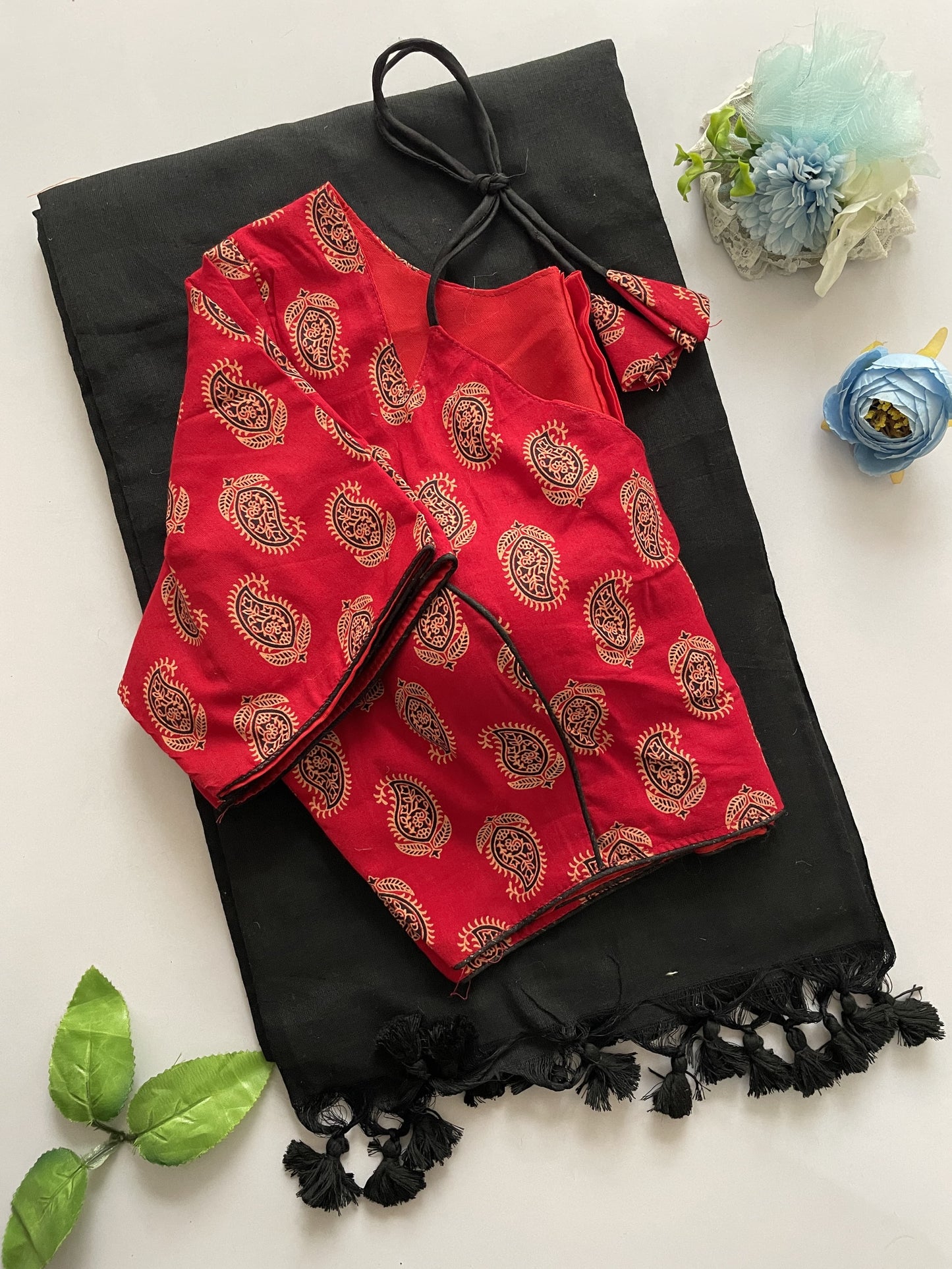 Khadi Cotton Ajrakh Stitched Blouse