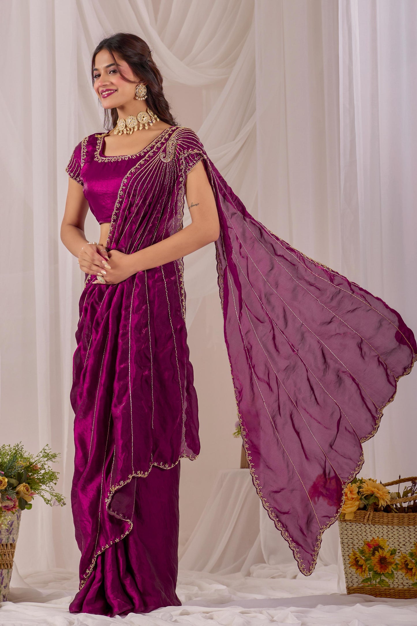 Space silk Luxe Maggam work saree Uniqe sarees