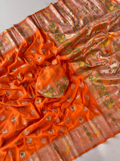 Crape Dola silk with Paithani zari luxe  saree