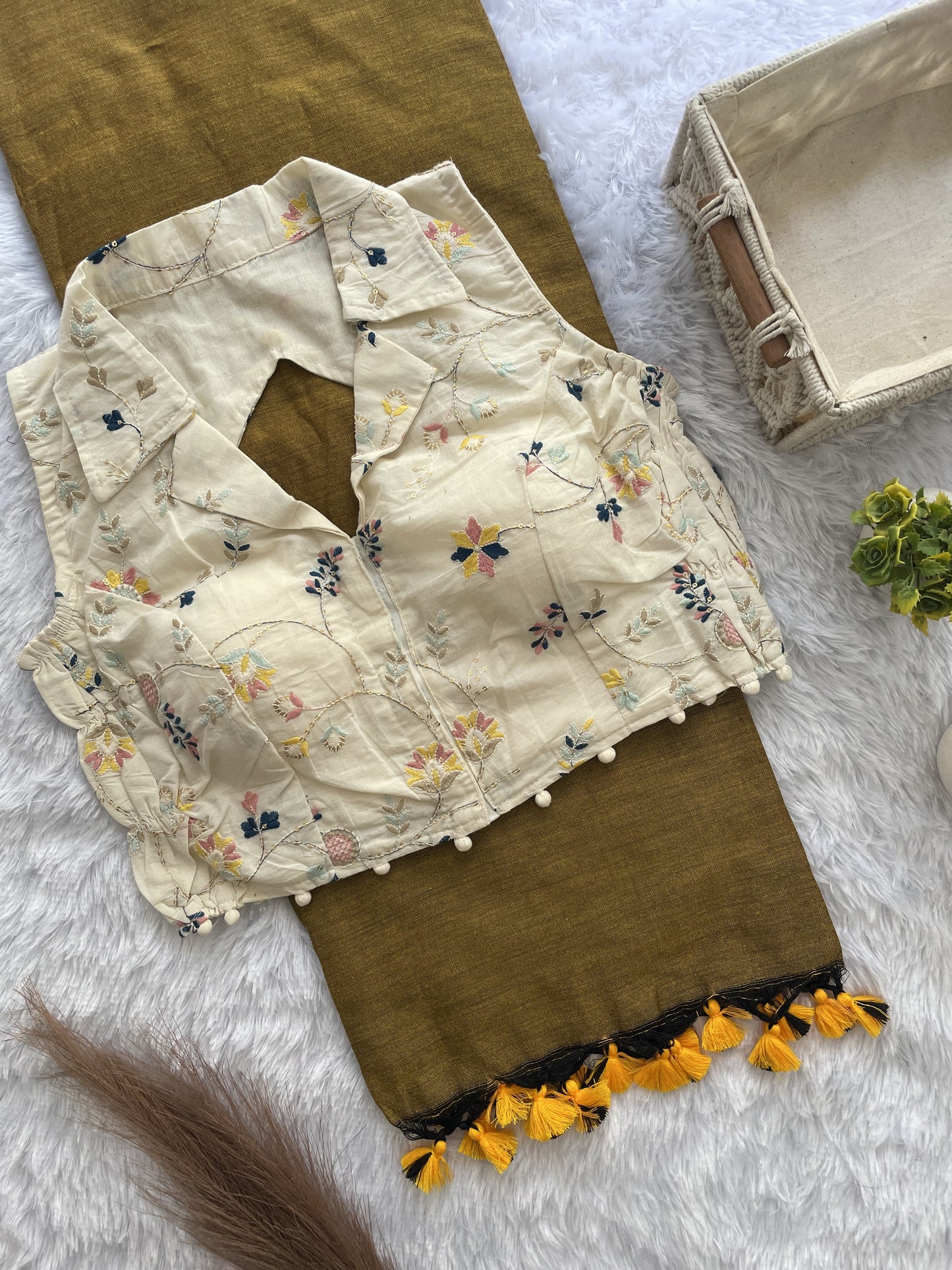 Khadi cotton budget sarees with stretchable stitched blouse
