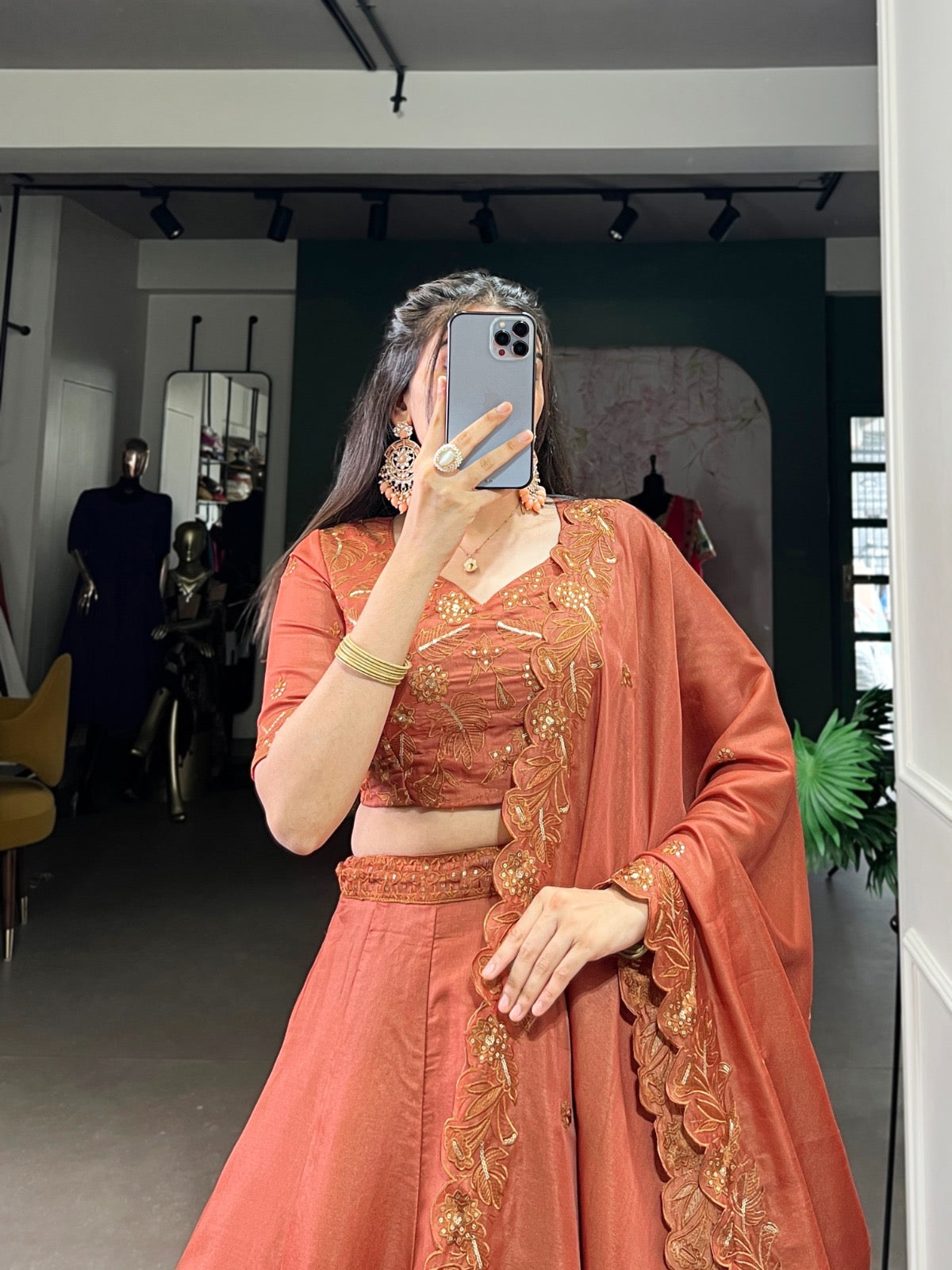 Wrapped in rust, woven with elegance Lehenga