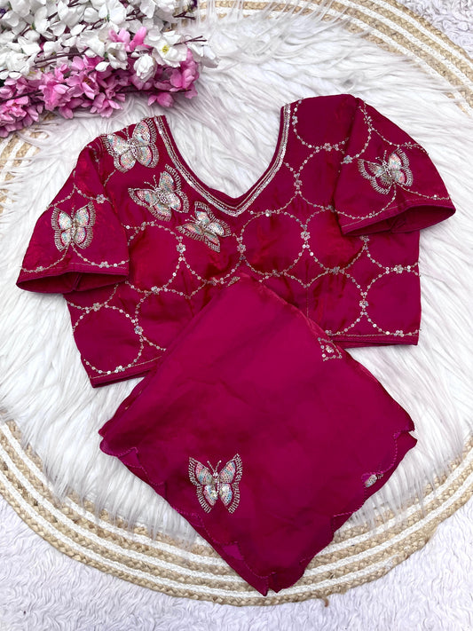 Butterfly Designer saree with stitched blosue