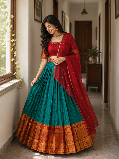 Narayanapet sequence work Designer lehenga