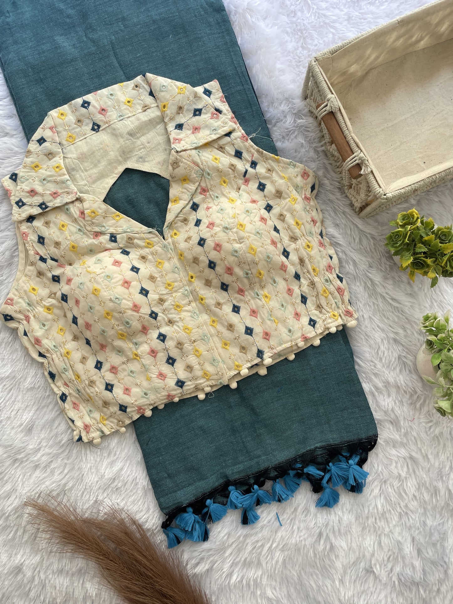 Khadi cotton budget sarees with stretchable stitched blouse