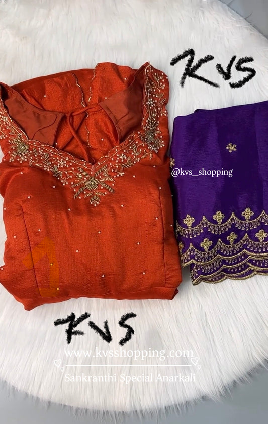 Maggam Anarkali gown with dupatta set