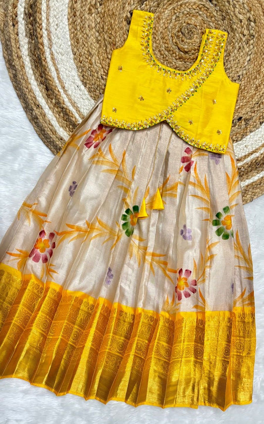 Soft Semi Kanchi maggam Kids Sets