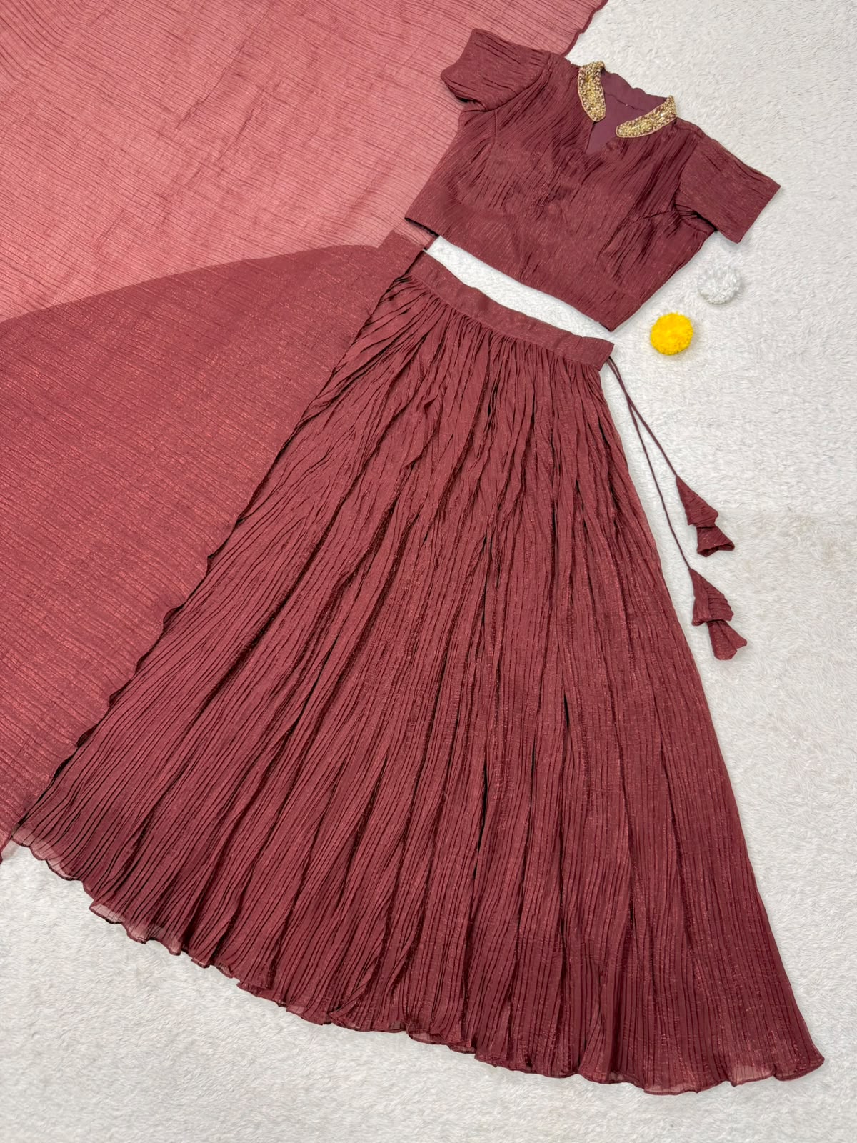 Crush pleated Designer lehenga