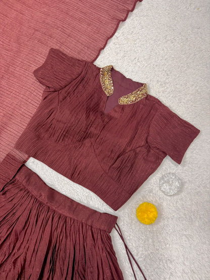 Crush pleated Designer lehenga