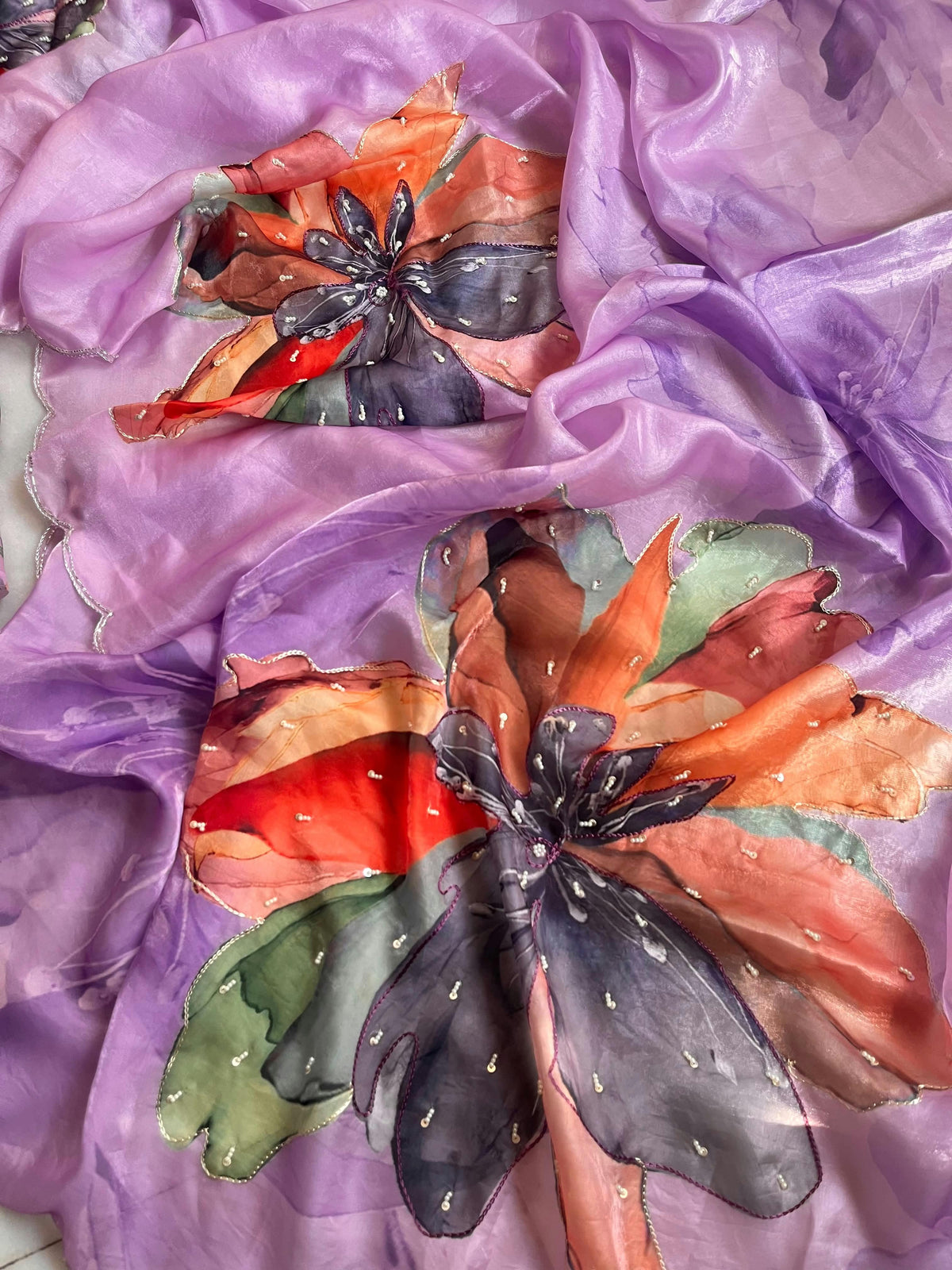 Fendy satin budget Handwork saree