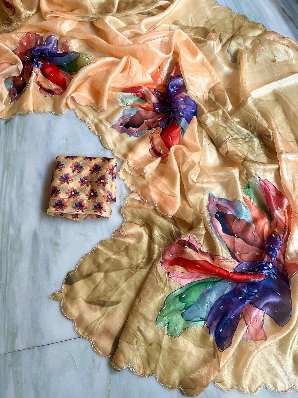 Fendy satin budget Handwork saree
