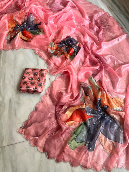 Fendy satin budget Handwork saree