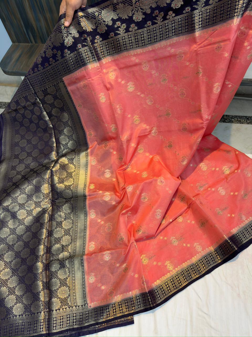 Raw mango silk Banarasi saree