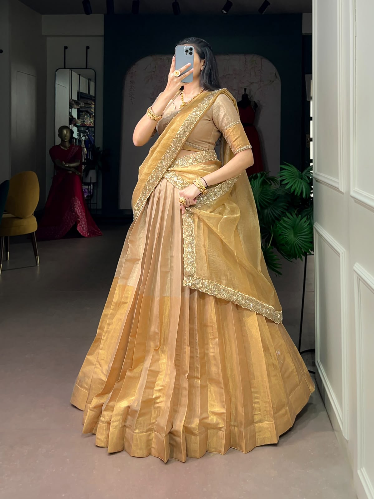 Diwali special  Gold bridal style designer lehenga