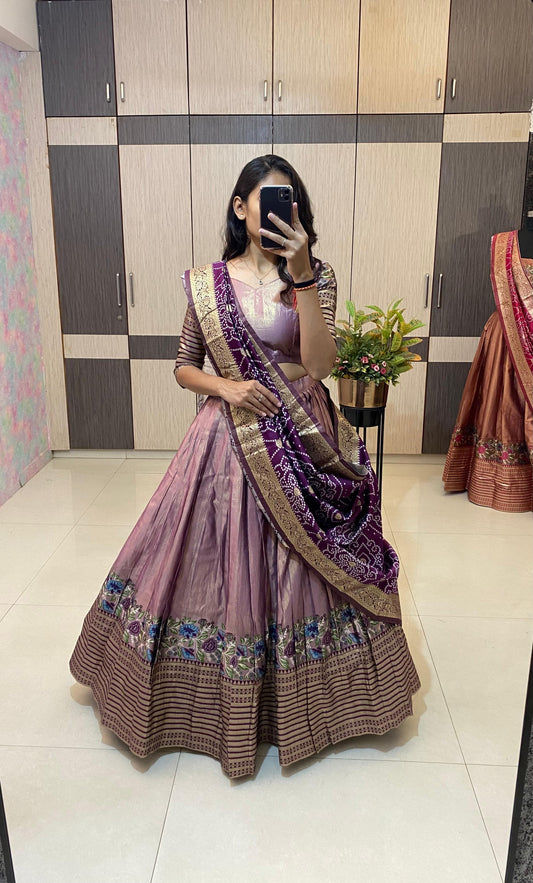￼ Bandini tissue Lehenga sets blouse