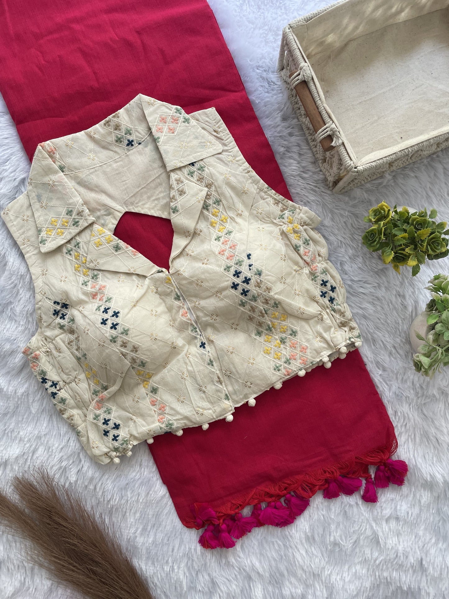 Khadi cotton budget sarees with stretchable stitched blouse